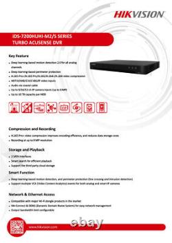 Enregistreur de sécurité CCTV Hikvision 8MP DVR 4K Turbo iDS-720HUHI 4-8-16 canaux avec disque dur