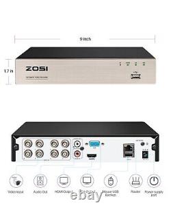 Enregistreur vidéo ZOSI 1080p 8CH CCTV DVR 1TB HDMI VGA pour système de caméras de sécurité