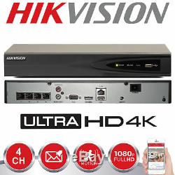Hikvision 8mp 4k 4channel Nvr Ds-7604ni-k1 / 4p Disque Dur Ip Poe Cctv Recorder Royaume-uni