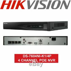 Hikvision 8mp Nvr Ip Poe 4k Cctv Sécurité Enregistreur 4ch Canal Ds-7604ni-k1 / 4p