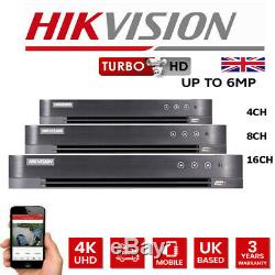 Hikvision Cctv Dvr 4 Canaux 8 Canaux 16ch Turbo Hdtvi 1080p Canal 6mp 4k Système D'enregistrement