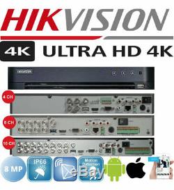 Hikvision Dvr 4/8/16 Ch Caméra Enregistreur Vidéo Hdmi 4k Turbo Hd 2.4mp 5mp 8mp Royaume-uni
