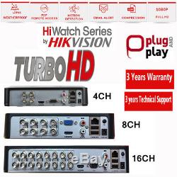 Hikvision Enregistreur De Sécurité Cctv Dvr 4ch Hiwatch 8ch Extérieur Kit Système De Caméra