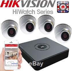 Hikvision Hd Cctv System 1080p 8ch Kit Appareil Photo Enregistreur De Sécurité Dome Blanc Gris