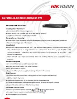 Hikvision Turbo Hd 3mp Dvr 4/8/16 Ch 1080p 4k Sortie Cctv Enregistreur Caméra Uk ^