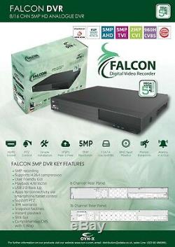 Oyn-x Falcon 4 8 16 Canaux 5mp Hd 1080p Tvi CVI Ahd 960h Cctv Dvr Enregistreur Box
