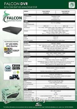 Oyn-x Falcon 4 8 16 Canaux 5mp Hd 1080p Tvi CVI Ahd 960h Cctv Dvr Enregistreur Box