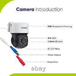 SANNCE 1080P CCTV 4CH H. 265+ DVR Maison 360° Pan Tilt Système de caméra de sécurité 2MP