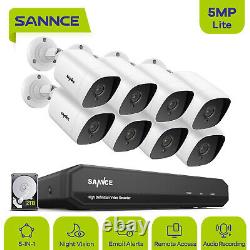 Sannce 5mp Vidéosurveillance Système Audio MIC Caméra 8ch H. 264+ Dvr Night Vision Kit De Sécurité