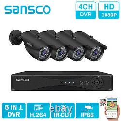 Sansco 4 Caméra Cctv System Hd 1080p Home Outdoor 2mp Surveillance De Sécurité Ip66