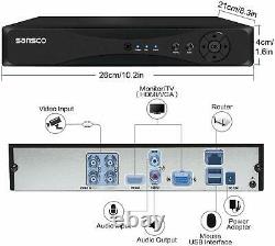 Sansco 4 Caméra Cctv System Hd 1080p Home Outdoor 2mp Surveillance De Sécurité Ip66