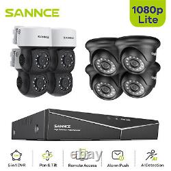 Système CCTV SANNCE 1080P Maison Caméra de sécurité à panoramique et inclinaison à 360° 8CH H. 264+ Video DVR