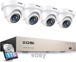 Système de caméra CCTV 1080P à 8 canaux, DVR H.265+ 5MP Lite avec disque dur de 1 To