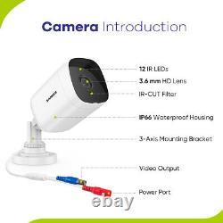 Système de caméra CCTV SANNCE 1080P Lite 8CH 2MP H.264+ DVR Kit de vision nocturne extérieure