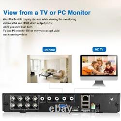 Système de caméra de sécurité Floureon 1080P HD CCTV Kit 3000TVL 8CH DVR Surveillance