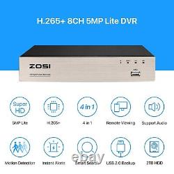 Système de caméra de sécurité ZOSI 1080P CCTV HD 5MP Lite avec enregistreur DVR et disque dur de 1 To.