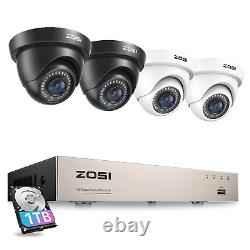 Système de caméra de sécurité ZOSI 1080P CCTV dôme extérieur 8CH DVR avec disque dur de 1 To