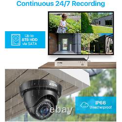 Système de caméra de sécurité ZOSI 1080P CCTV dôme extérieur 8CH DVR avec disque dur de 1 To