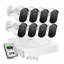 Système de caméra de sécurité ZOSI CCTV 8CH H.265+ DVR 2TB 8x1080P caméra de sécurité extérieure à domicile
