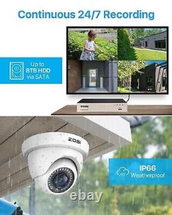 Système de caméra de sécurité à domicile ZOSI 1080P 8CH DVR 3000TVL avec alerte de mouvement et extérieur
