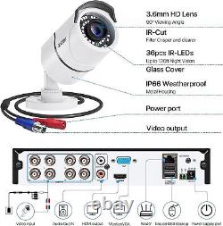 Système de caméra de sécurité domestique ZOSI 1080P CCTV 8CH 5MP Lite DVR 1TB extérieur