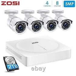Système de caméra de sécurité extérieure ZOSI UHD 5MP CCTV avec vision nocturne et enregistreur DVR 8CH