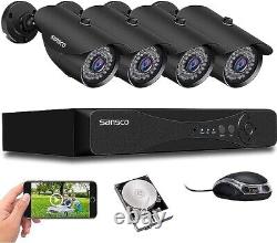 Système de caméra de vidéosurveillance extérieure SANSCO 5MP 8 canaux DVR avec disque dur de 1 To, 4x