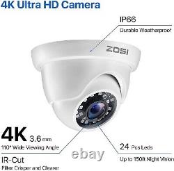 Système de caméra extérieure ZOSI 4K 8MP Ultra HD CCTV 8 avec vision nocturne et DVR H.265+ de 2 To