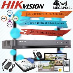Système de caméras de surveillance HIKVISION CCTV 4MP DVR 4CH/8CH/16CH pour la sécurité à domicile au Royaume-Uni