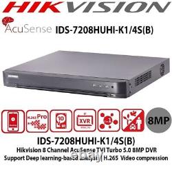 Système de sécurité CCTV Hikvision 8MP 4K DVR Turbo HD iDS-720HUHI 4-8-16 canaux