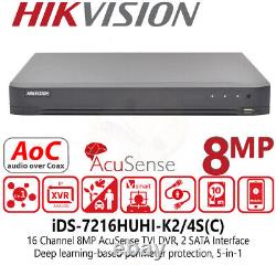 Système de sécurité CCTV Hikvision 8MP 4K DVR Turbo HD iDS-720HUHI 4-8-16 canaux