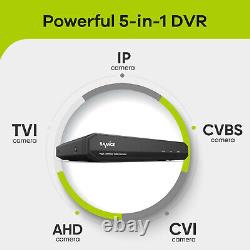Système de sécurité CCTV SANNCE 5MP avec audio dans la caméra, DVR 8CH H. 264+ avec vision nocturne 1TB