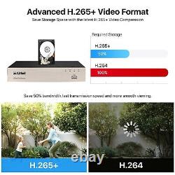 Système de sécurité à domicile avec caméra de vidéosurveillance ZOSI 8CH FULL HD 1080P extérieure H. 265+ DVR 2.0MP