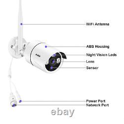 Système de sécurité de caméra de vidéosurveillance sans fil HD 3MP 4CH HDMI NVR Maison Extérieur avec détection de mouvement IR.