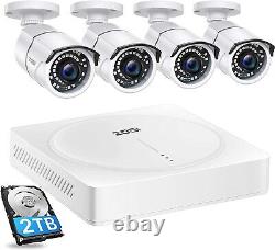 Système de sécurité de caméra extérieure pour la maison ZOSI Full HD 5MP CCTV avec vision nocturne de 120ft et disque dur de 2 To