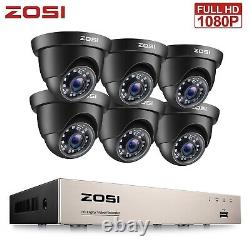 Système de sécurité domestique ZOSI avec caméra CCTV Full HD 1080P, DVR 8CH et vision nocturne infrarouge.