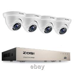 Système de sécurité résidentiel ZOSI 8CH 4CH CCTV 1080P DVR avec caméra extérieure 3000TVL vidéo HD.