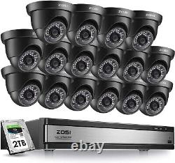 Système de surveillance à domicile en extérieur ZOSI 16CH CCTV 1080p DVR 16 caméras avec vision nocturne