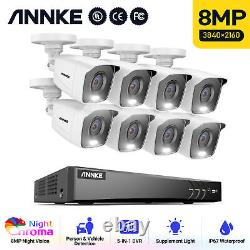 Système de vidéosurveillance ANNKE 4K avec caméra de vision nocturne en couleur, sécurité domestique, 8MP H.265+, DVR 8CH