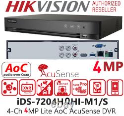 Système de vidéosurveillance HIKVISION UHD avec caméra de sécurité extérieure à vision nocturne et enregistreur DVR 4CH.