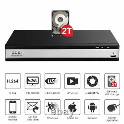 ZOSI 16CH DVR 1080P Visualisation à distance Enregistreur HDMI 2T pour système de caméra de sécurité CCTV