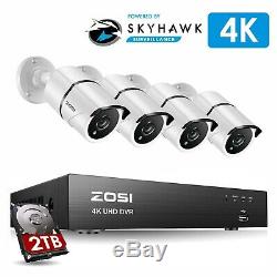 Zosi 4k Cctv Dvr 8mp Uhd 2tb 8ch Système Home Outdoor Kit Caméra De Sécurité Hd Ip67