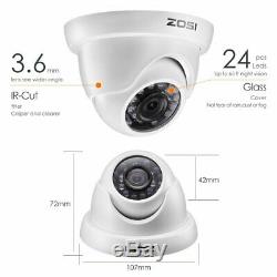 Zosi Cctv 4 Canaux 720p Système De Caméra De Sécurité 1tb Hdmi Dvr Enregistreur Ir Nuit